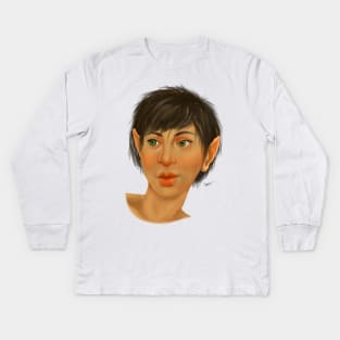 Halfling Portrait Digital Painting Kids Long Sleeve T-Shirt